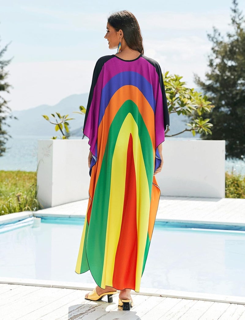 KECVOT Kaftan Dresses for Women Plus Size Batwing Sleeve Caftans Long Bathing Suit Cover Up Maxi Beach Dress Loungewear - Image 4